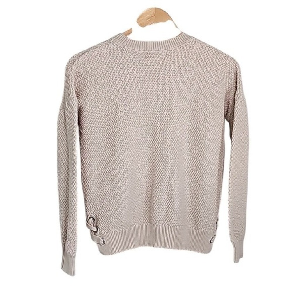 Pink Republic Oatmeal Textured Knit Side Lace Up Grommet Sweater Size S